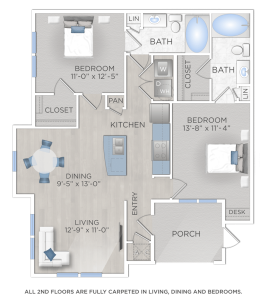A floor plan of apartments in The Woodlands TX.