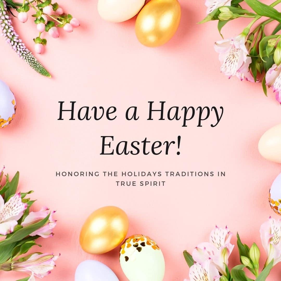 A pink background adorned with charming easter eggs and the uplifting message of "Have a Happy Easter.