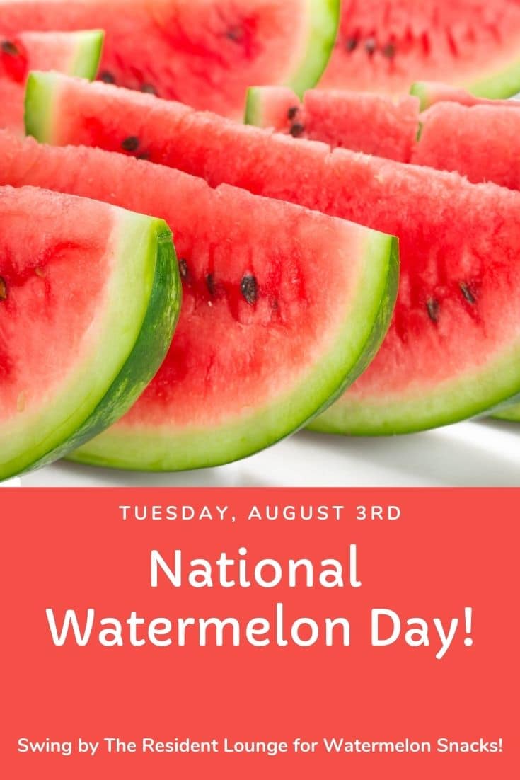 Celebrate national watermelon day with a vibrant flyer at Apartments in The Woodlands TX.