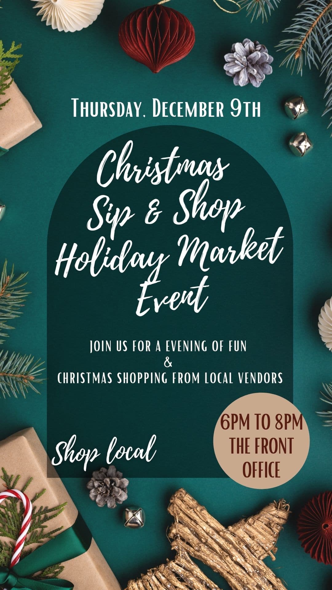 Apartments for rent in The Woodlands TX present a special Christmas sip and shop holiday market event.