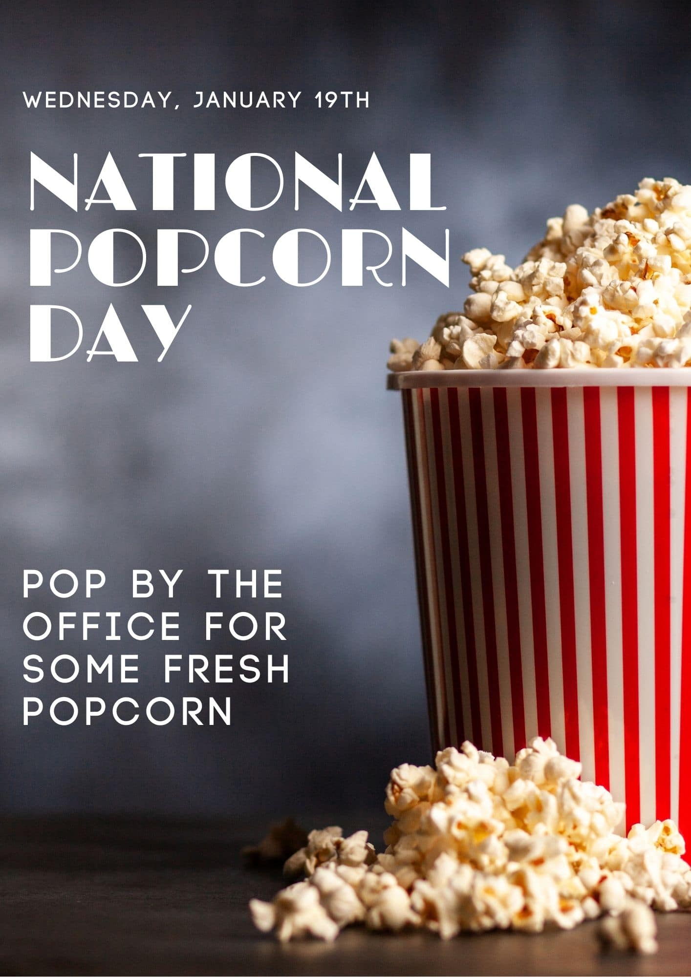 National popcorn day poster featuring Apartments in The Woodlands TX.