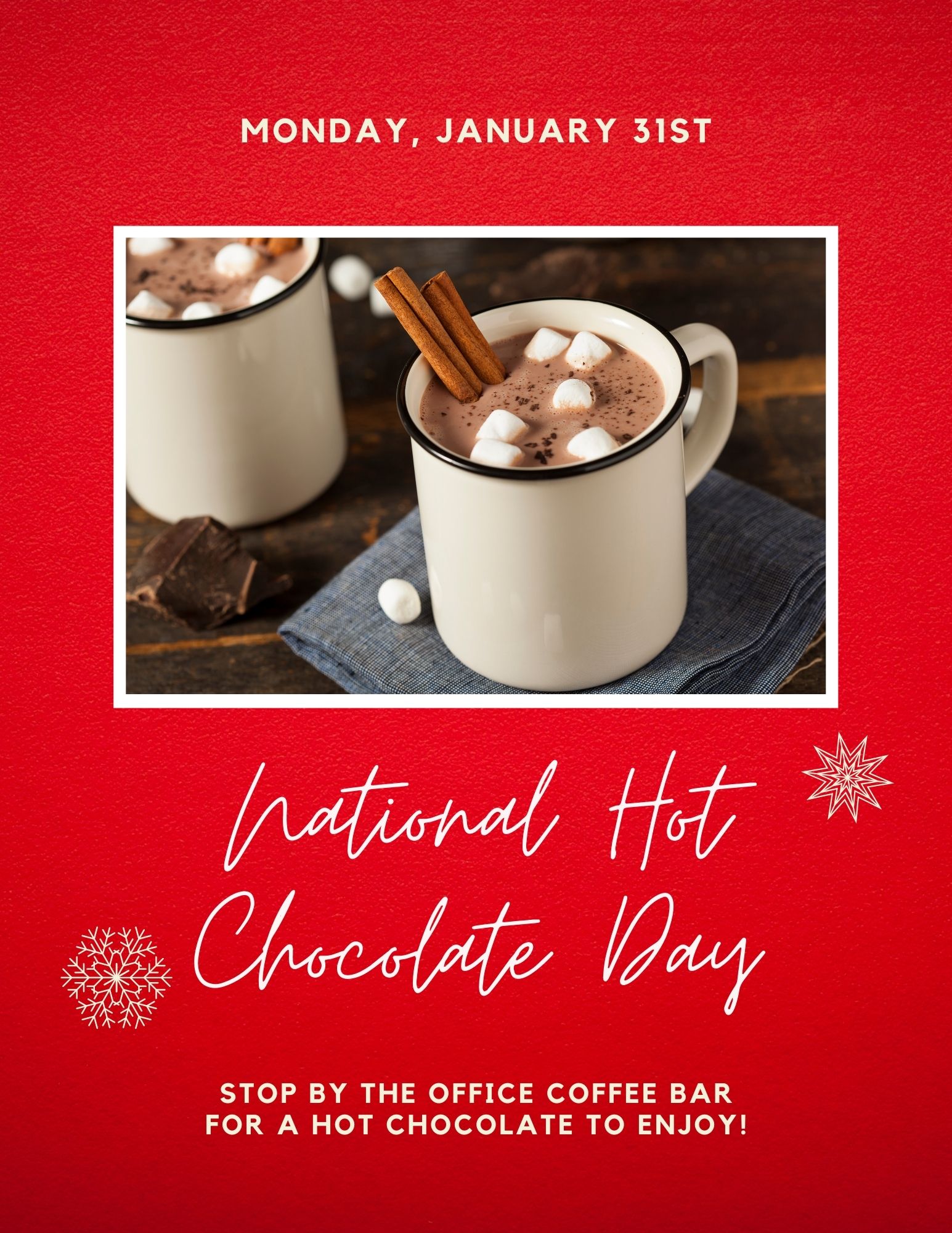 Two mugs of hot chocolate with marshmallows and cinnamon sticks, perfect for cozy evenings in your Apartments for rent woodlands tx.