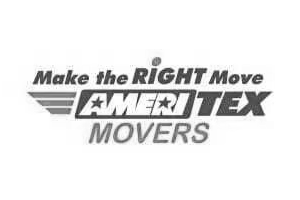 Apartments in The Woodlands For Rent Logo for Ameritex Movers featuring the slogan "Make the RIGHT Move" in bold text. The word "AMERITEX" is stylishly designed with star accents, and the logo includes wing-like geometric elements, making it a standout feature for the home page. The Woodlands Lodge Apartments 2500 S Millbend Dr, The Woodlands, TX 77380